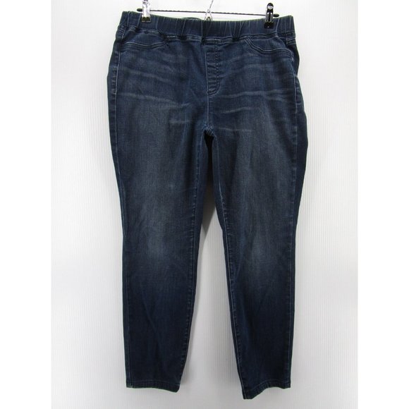 Eileen Fisher Jeans 10P Petite Pull On Straight Denim Pants Stretch - Picture 1 of 8